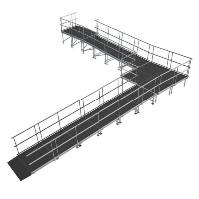 120 cm High 90 Degree trun Wheelchair Ramps with Guard Rails