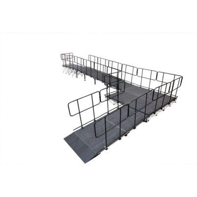 80 cm High 90 Degree turn Wheelchair Ramps with Guard Rails