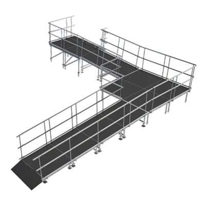 60 cm High 90 Degree turn Wheelchair Ramps with Guard Rails